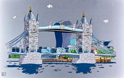 Tower Bridge by Dylan Izaak - Original Painting on Aluminium sized 35x22 inches. Available from Whitewall Galleries